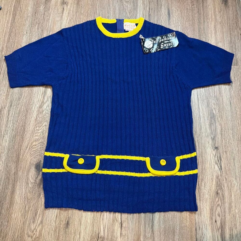 American-vintage Women's Blue and Yellow Blouse